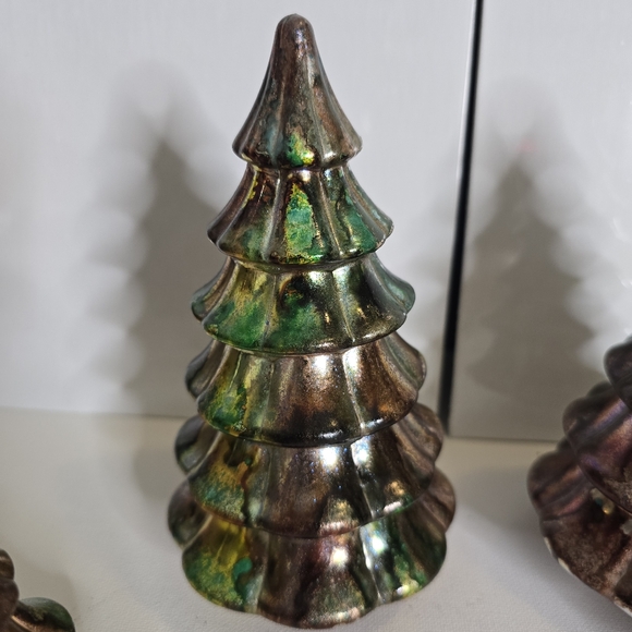 4 HANDCRAFTED Upcycled Green Brown Holiday Trees HANDPAINTED Tabletop Art Decor - Picture 13 of 15